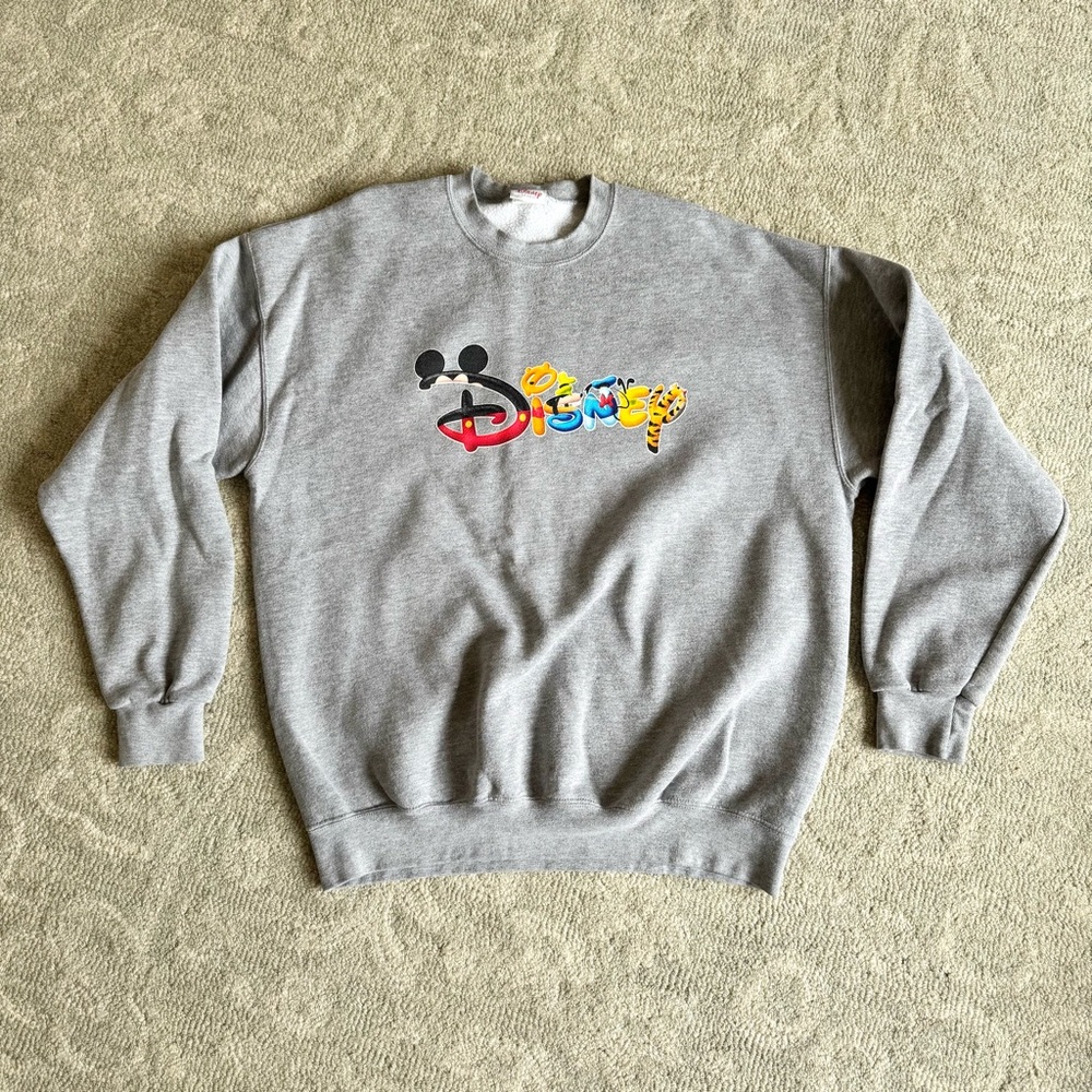 Vintage Disney Character Spellout Logo Crewneck Pullover Sweatshirt